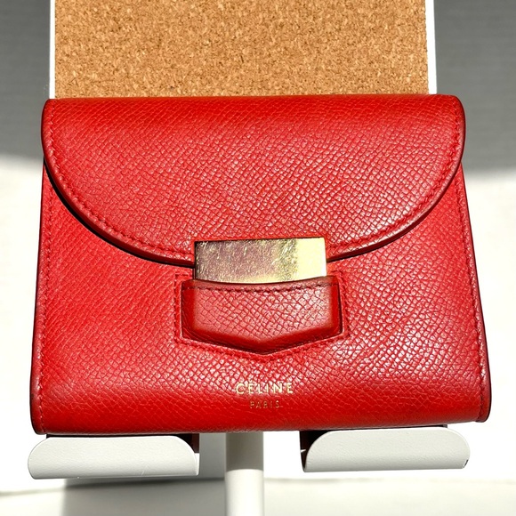 Celine Trotteur Red Wallet Card Holder - Picture 1 of 12